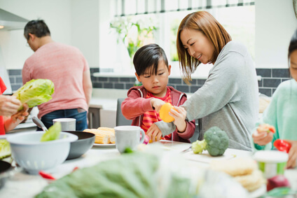 A family cooking together