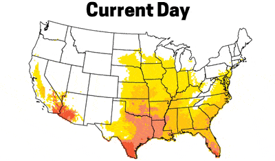US map showing high-heat areas expanding