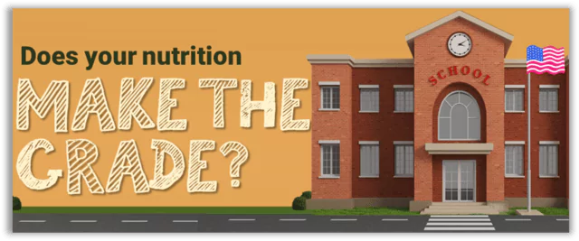 School building alongside the words "Does your nutrition make the grade?"